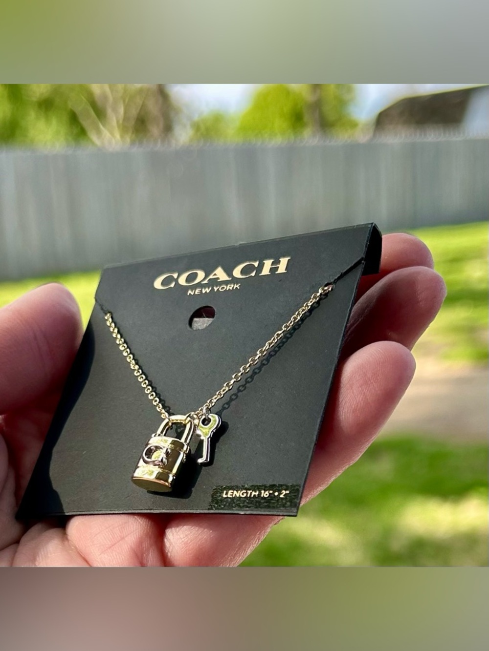 Coach Gold Lock and Key Necklace NWT - Picture 5 of 7
